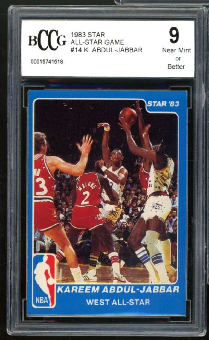 1983 Star All-Star Game #14 Kareem Abdul-Jabbar Card BGS BCCG 9 Near Mint+ Image 1
