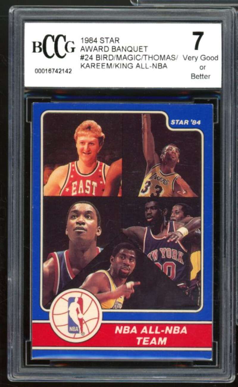 1984 Star Awards Banquet #24 Bird/Magic/Thomas/Kareem Card BGS BCCG 7 Very Good+ Image 1