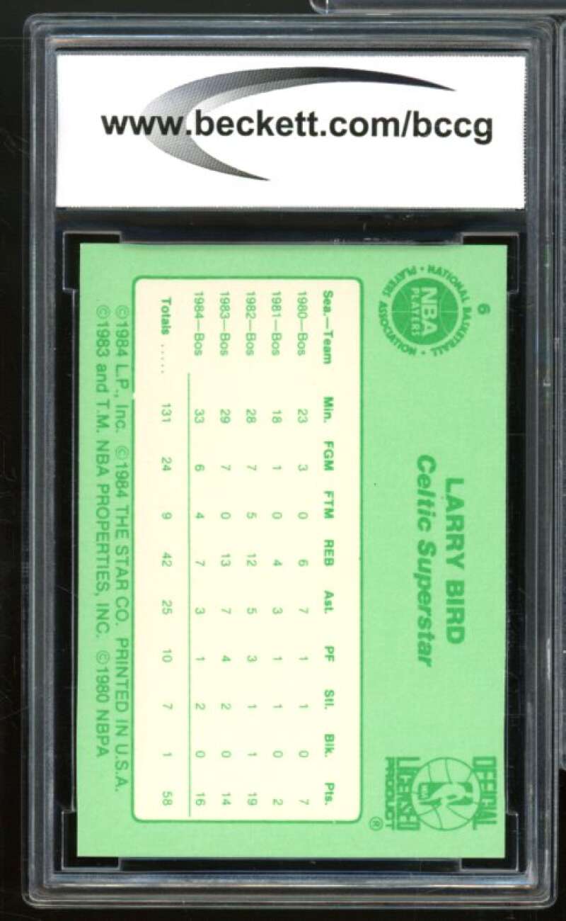 1984 Star Larry Bird #6 Larry Bird All-Star Stats Card BGS BCCG 9 Near Mint+ Image 2