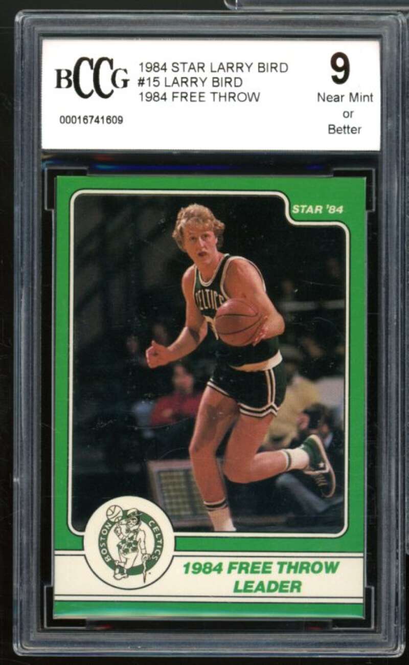 1984 Star Larry Bird #15 Larry Bird 1984 Free Throw Card BGS BCCG 9 Near Mint+ Image 1