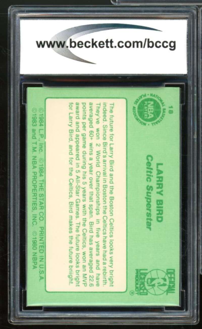 1984 Star Larry Bird #18 Larry Bird The Future Card BGS BCCG 8 Excellent+ Image 2