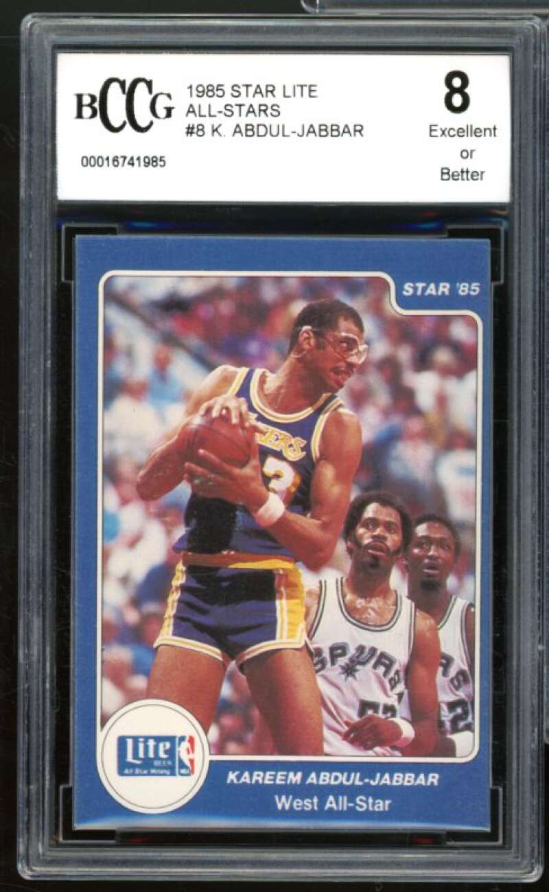 1985 Star Lite All-Stars #8 Kareem Abdul-Jabbar Card BGS BCCG 8 Excellent+ Image 1