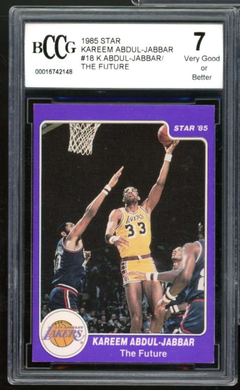 1985 Star Kareem Abdul-Jabbar #18 Kareem Abdul-Jabbar The Future BGS BCCG 7 VG+ Image 1