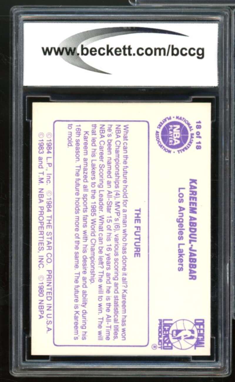 1985 Star Kareem Abdul-Jabbar #18 Kareem Abdul-Jabbar The Future BGS BCCG 7 VG+ Image 2