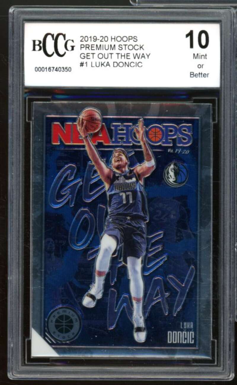2019-20 Hoops Premium Stock Get Out The Way #1 Luka Doncic BGS BCCG 10 Mint+ Image 1