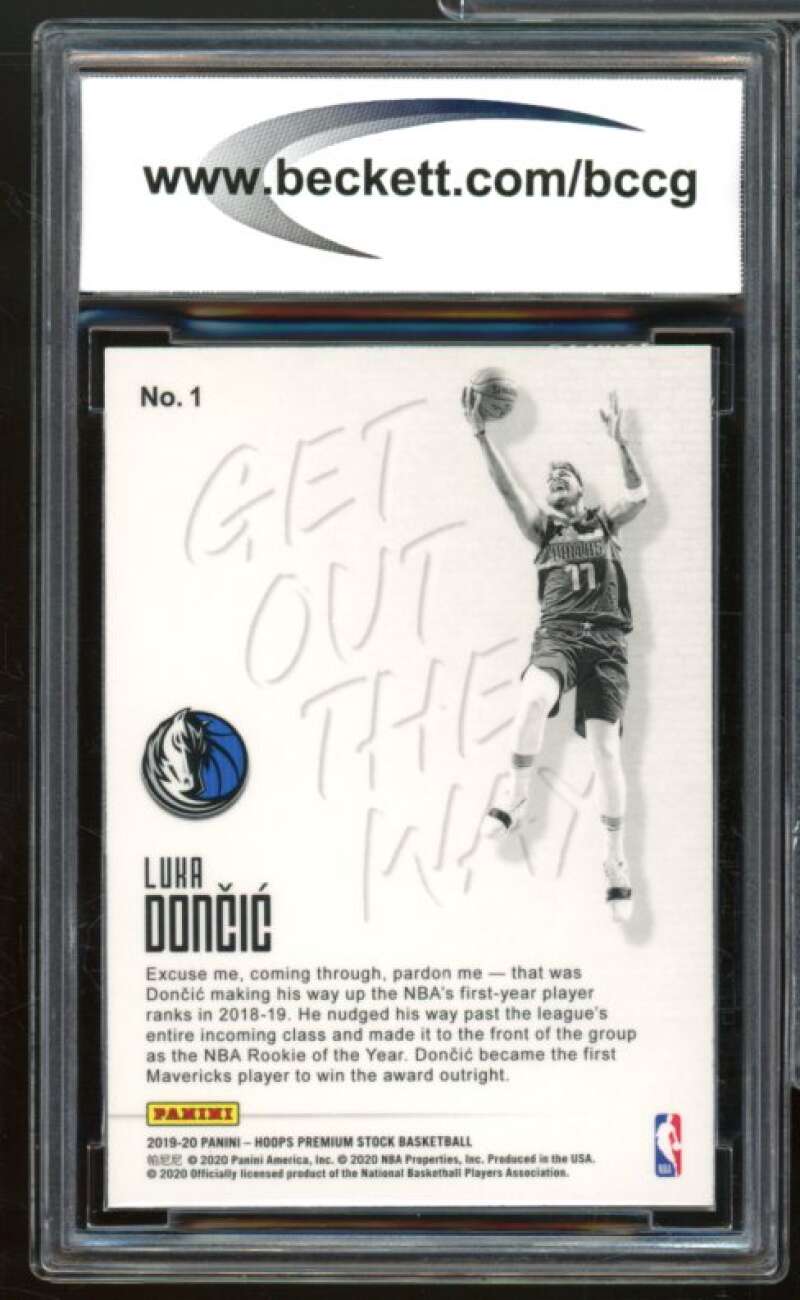 2019-20 Hoops Premium Stock Get Out The Way #1 Luka Doncic BGS BCCG 10 Mint+ Image 2