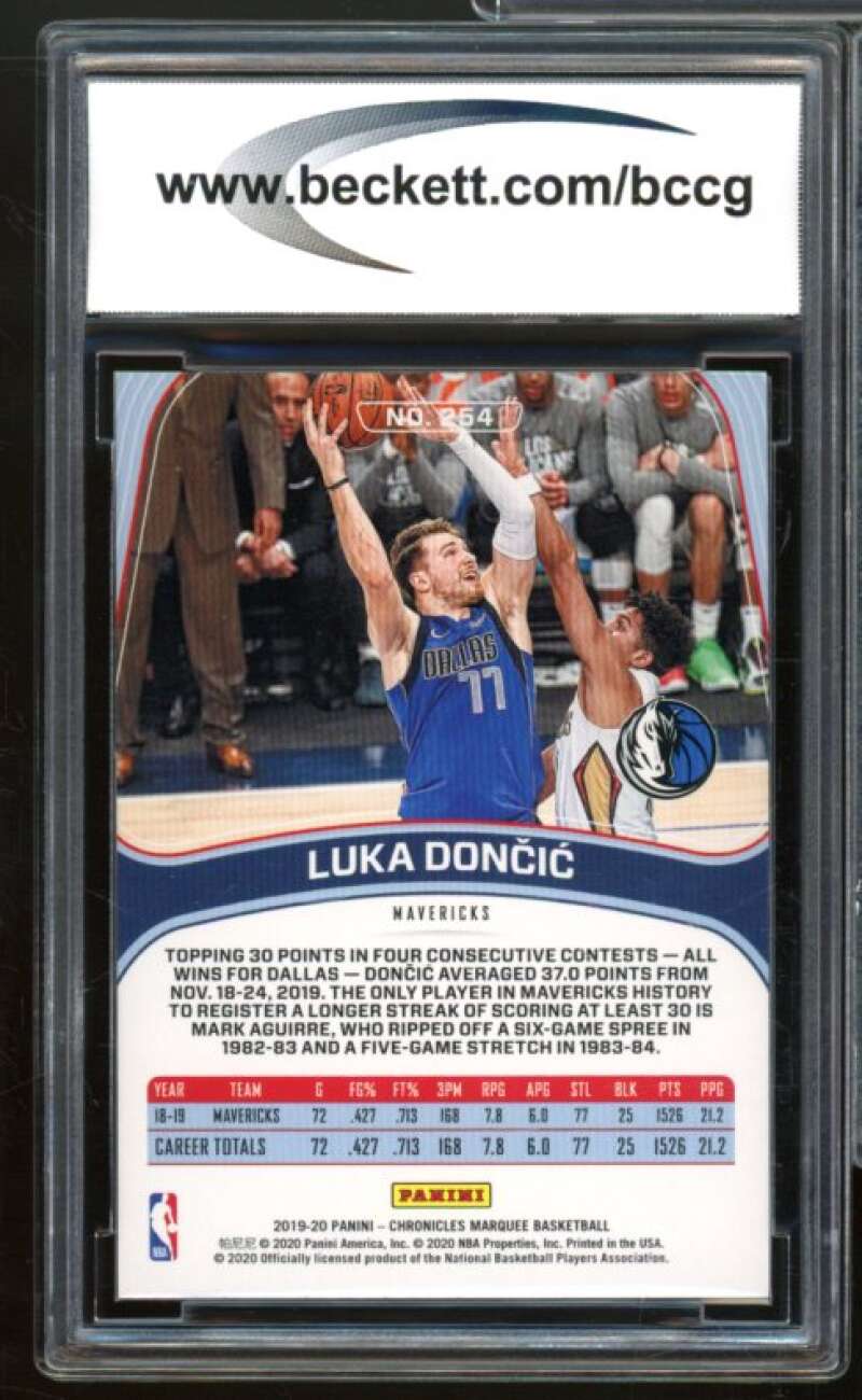 2019-20 Panini Chronicles Pink #254 Luka Doncic Card BGS BCCG 9 Near Mint+ Image 2
