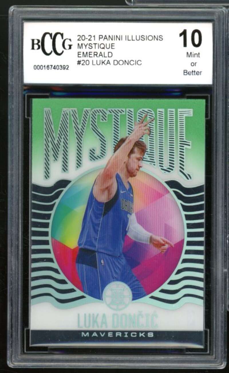 2020-21 Panini Illusions Mystique Emerald #20 Luka Doncic Card BGS BCCG 10 Mint+ Image 1