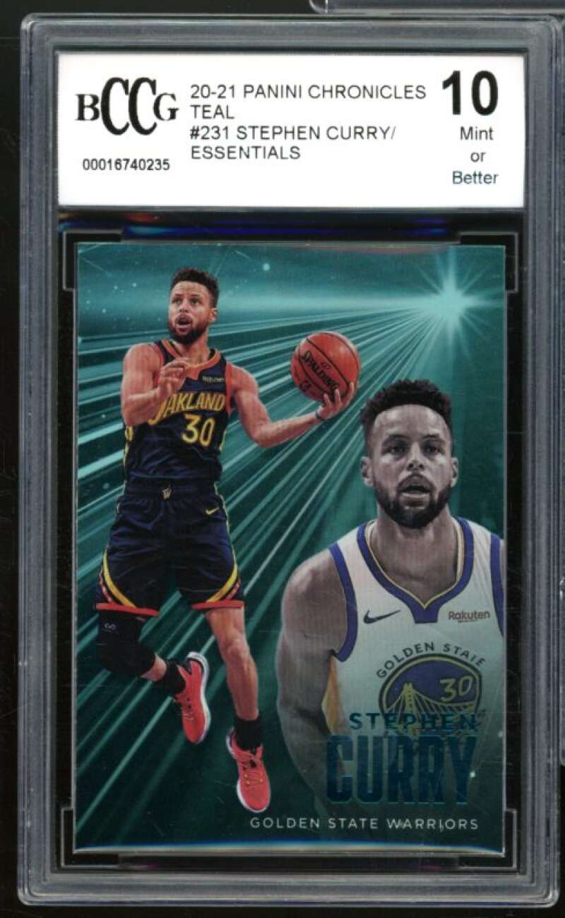 2020-21 Panini Chronicles Teal Essentials #231 Stephen Curry BGS BCCG 10 Mint+ Image 1