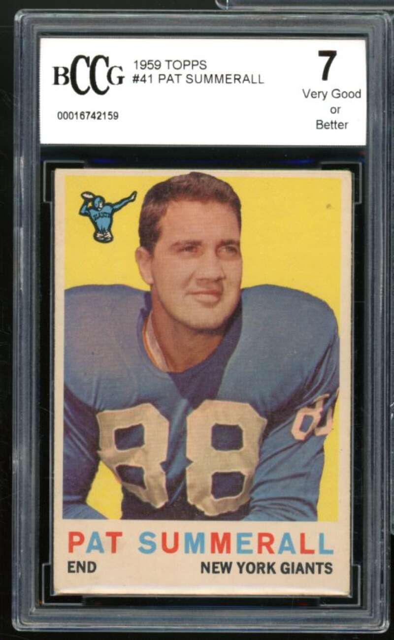 1959 Topps #41 Pat Summerall Card BGS BCCG 7 Very Good+ Image 1