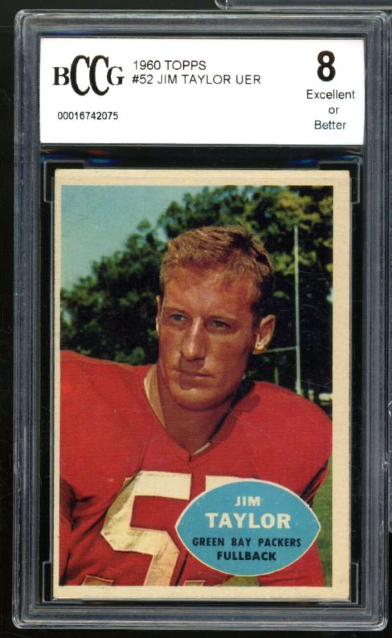 1960 Topps #52 Jim Taylor Card BGS BCCG 8 Excellent+ Image 1