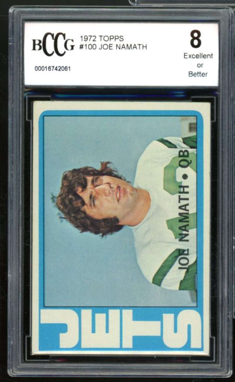 1972 Topps #100 Joe Namath Card BGS BCCG 8 Excellent+ Image 1