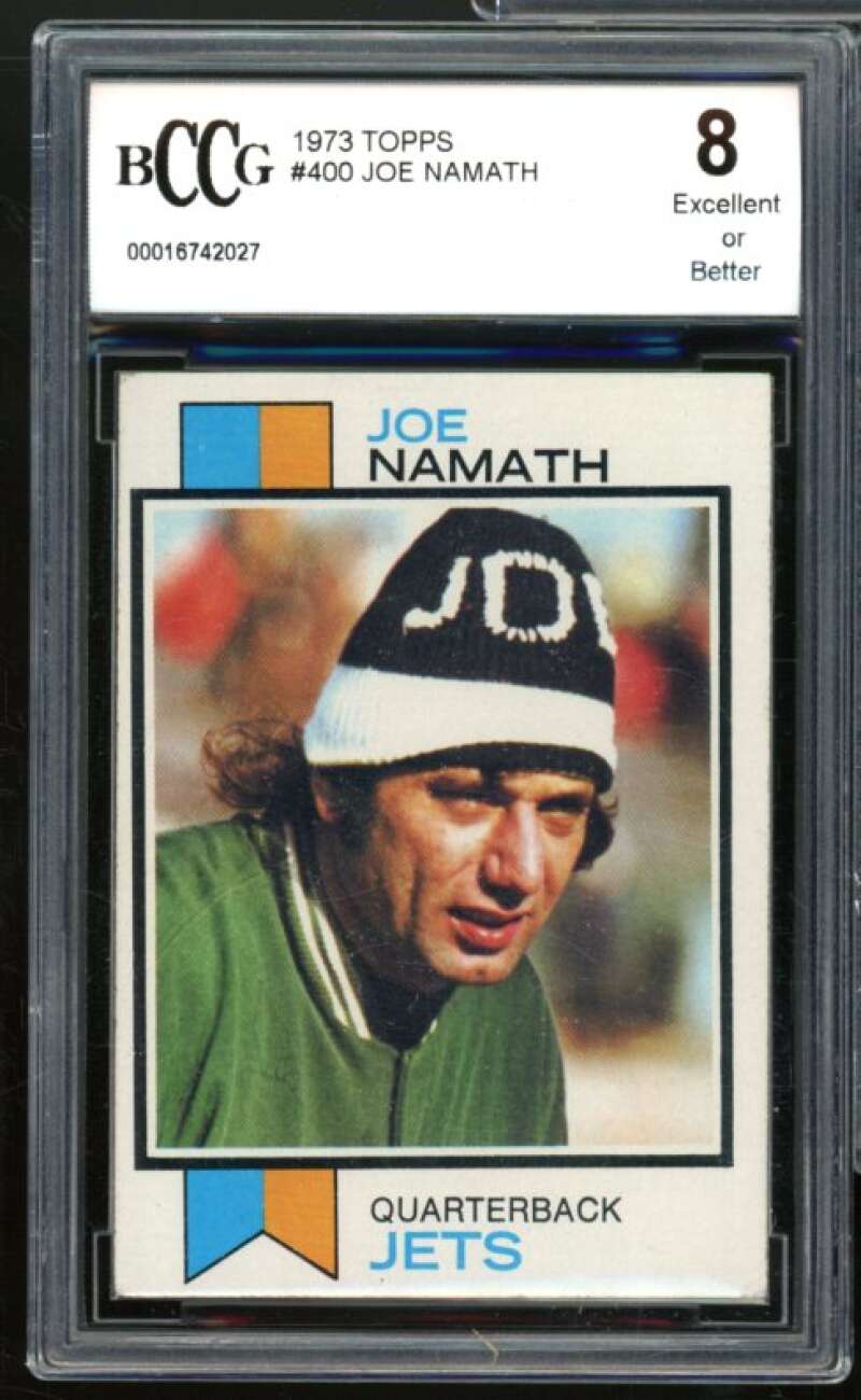 1973 Topps #400 Joe Namath Card BGS BCCG 8 Excellent+ Image 1