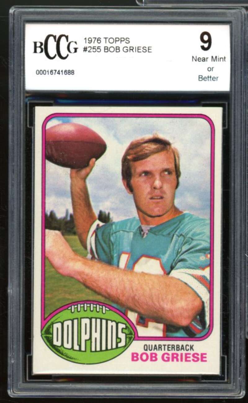 1976 Topps #255 Bob Griese Card BGS BCCG 9 Near Mint+ Image 1