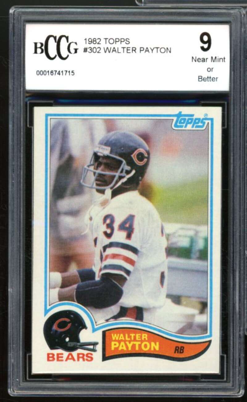 1982 Topps #302 Walter Payton Card BGS BCCG 9 Near Mint+ Image 1