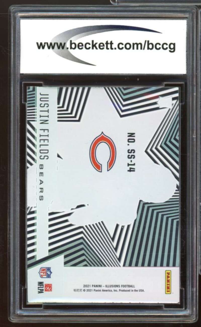 2021 Panini Illusions Shining Stars Emerald #14 Justin Fields Rookie BCCG 10 MT+ Image 2