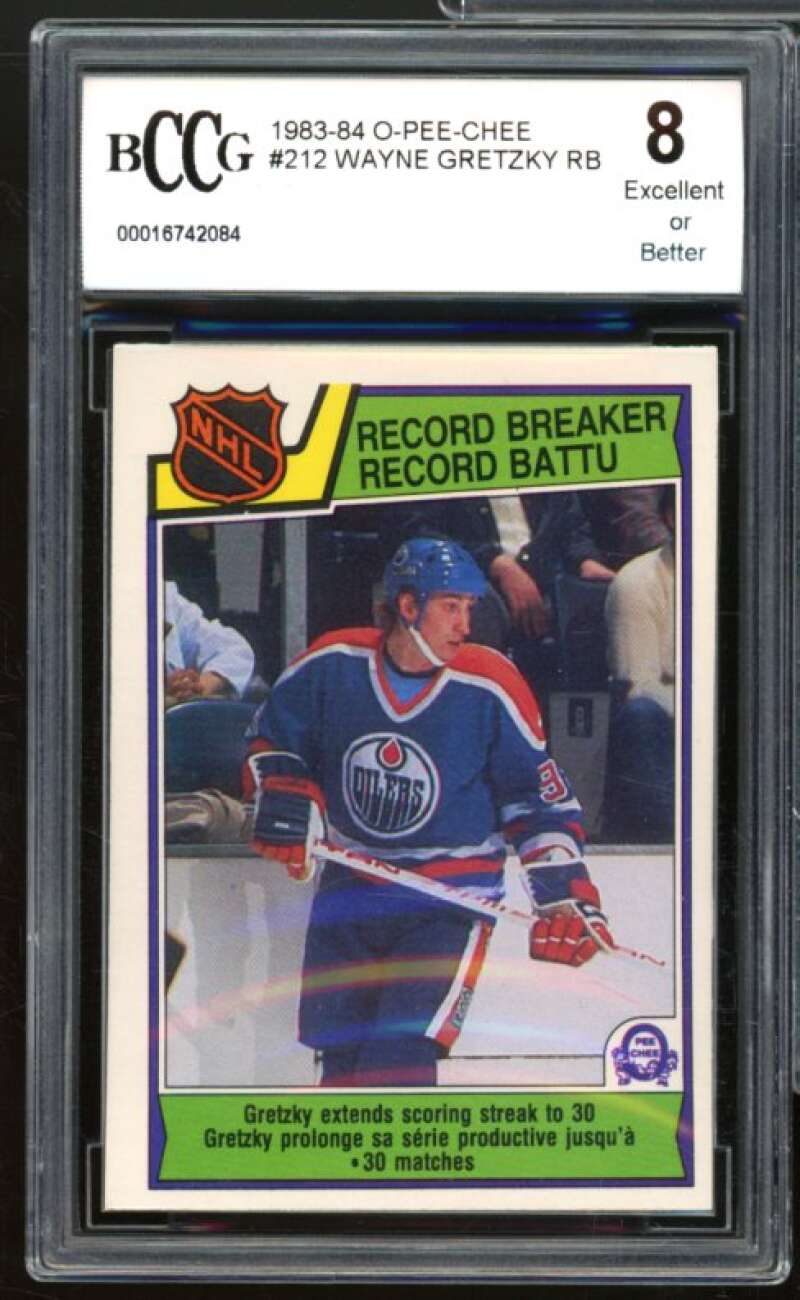 1983-84 O-Pee-Chee #212 Wayne Gretzky Card BGS BCCG 8 Excellent+ Image 1