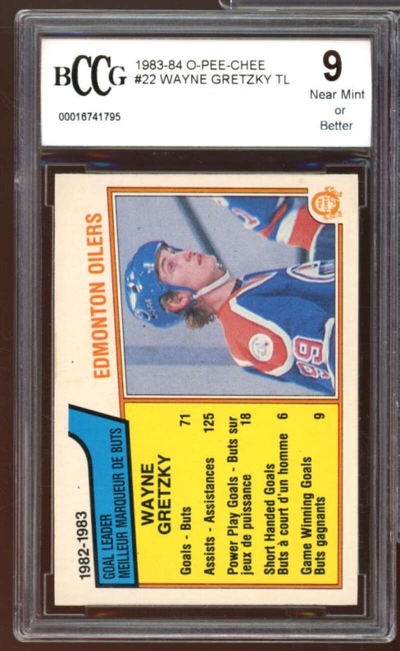 1983-84 O-Pee-Chee #22 Wayne Gretzky Card BGS BCCG 9 Near Mint+ Image 1