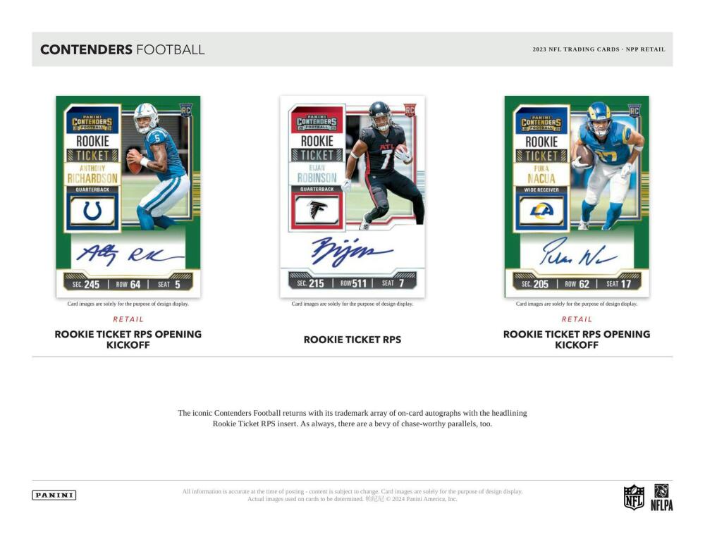 2023 Panini Contenders Football 5-Pack Blaster Box Image 3