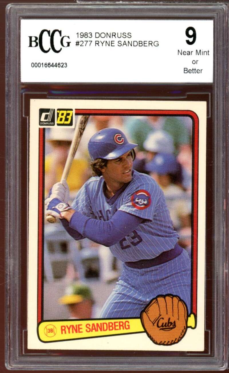 1983 Donruss #277 Ryne Sandberg Rookie Card BGS BCCG 9 Near Mint+ Image 1