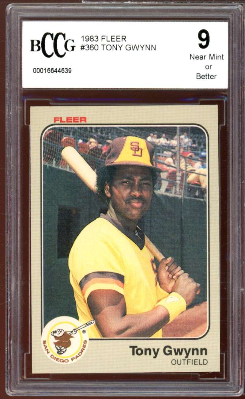 1983 Fleer #360 Tony Gwynn Rookie Card BGS BCCG 9 Near Mint+ Image 1