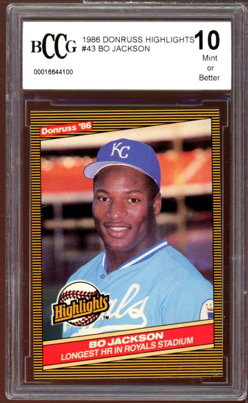 1986 Donruss Highlights #43 Bo Jackson Rookie Card BGS BCCG 10 Mint+ Image 1