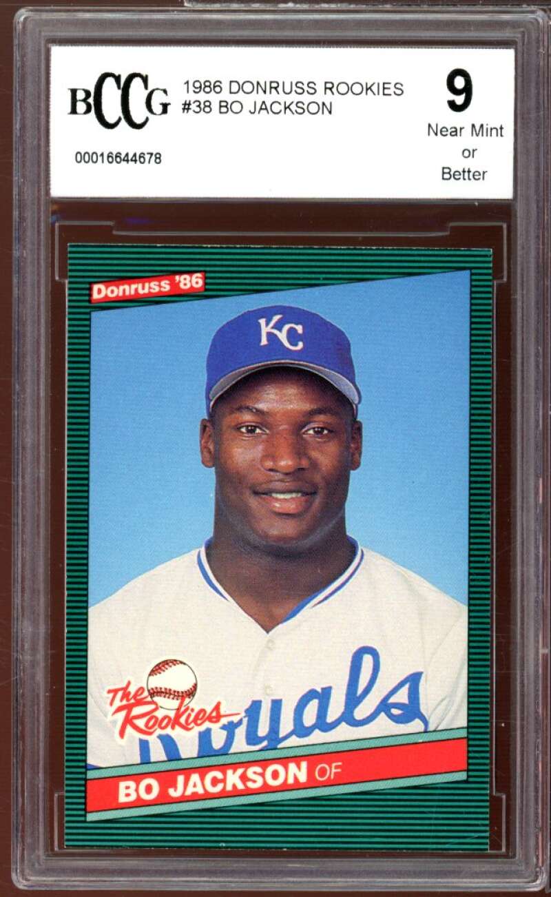 1986 Donruss The Rookies #38 Bo Jackson Rookie Card BGS BCCG 9 Near Mint+ Image 1