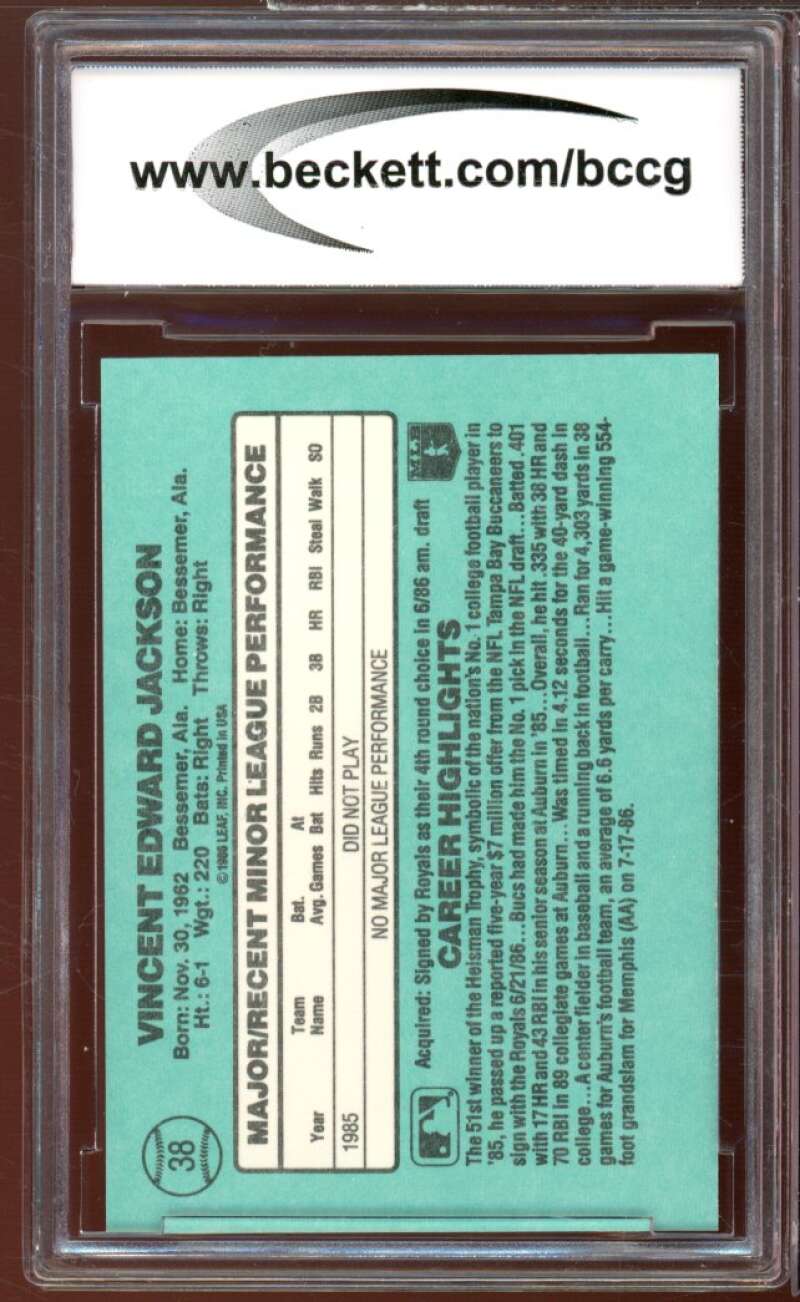 1986 Donruss The Rookies #38 Bo Jackson Rookie Card BGS BCCG 9 Near Mint+ Image 2