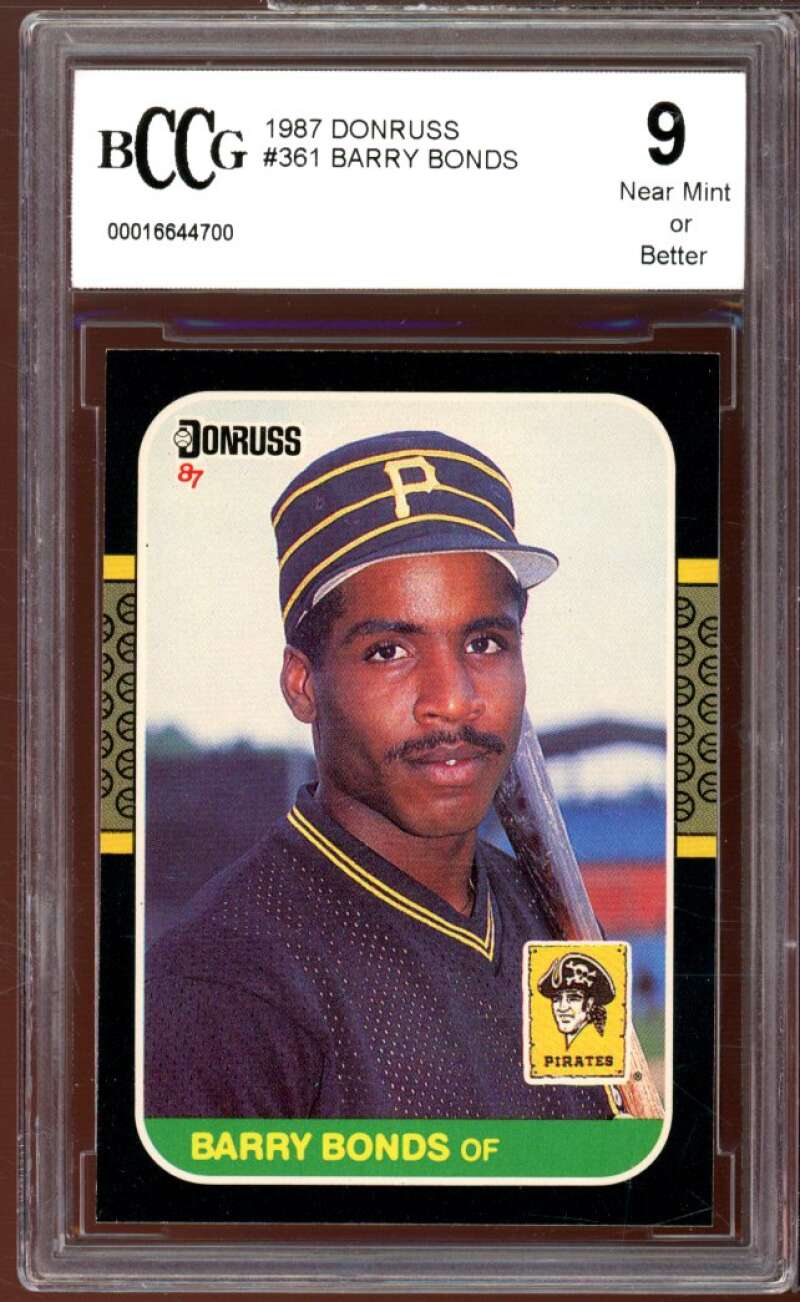 1987 Donruss #361 Barry Bonds Rookie Card BGS BCCG 9 Near Mint+ Image 1