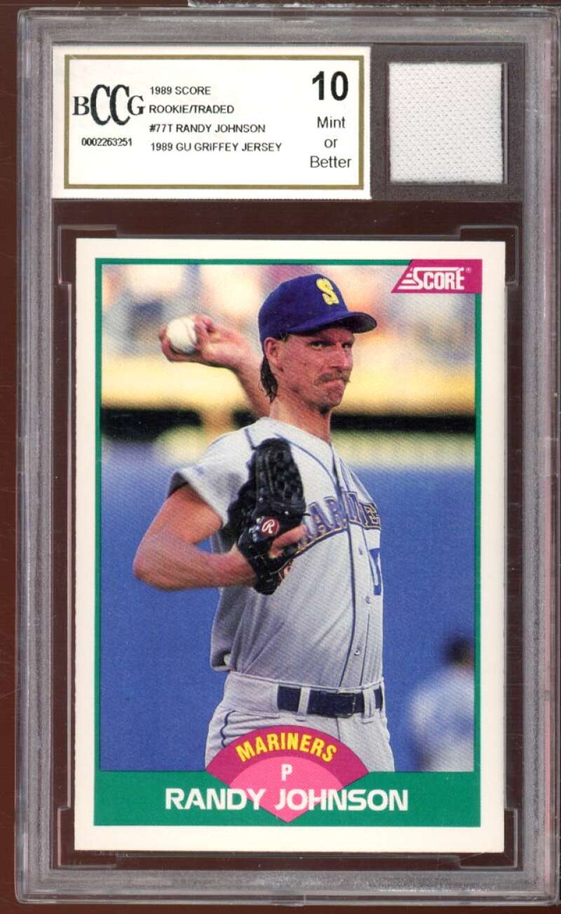 1989 Score Rookie/Traded #77T Randy Johnson Rookie Card BGS BCCG 10 Mint+ Image 1