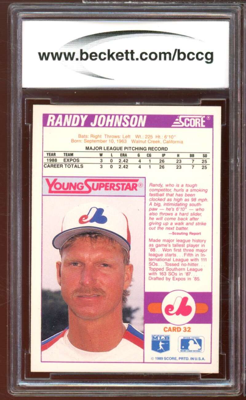 1989 Score Young Superstars II #32 Randy Johnson Rookie Card BGS BCCG 10 Mint+ Image 2