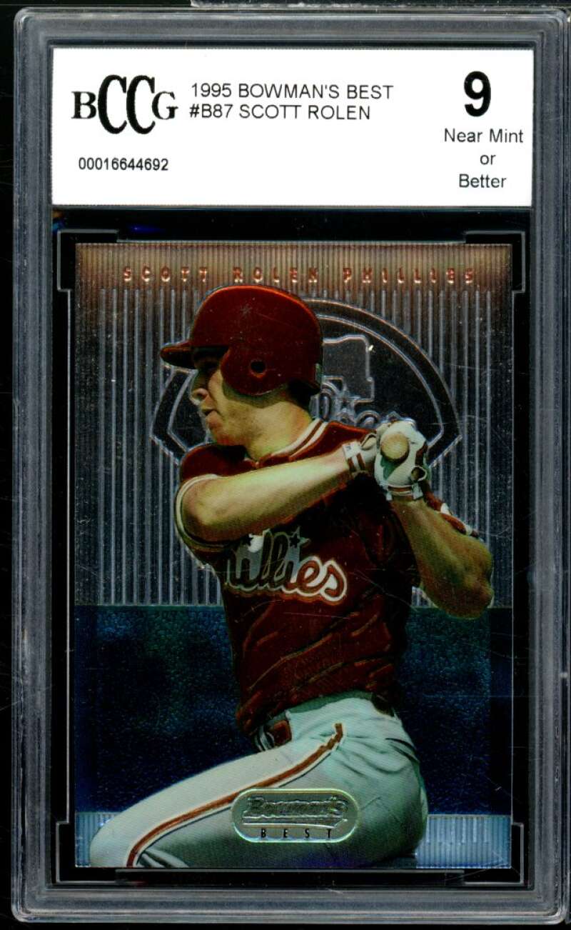 1995 Bowman's Best #B87 Scott Rolen Rookie Card BGS BCCG 9 Near Mint+ Image 1