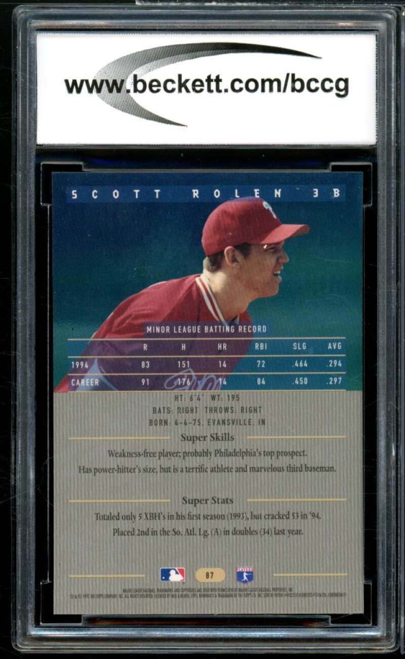 1995 Bowman's Best #B87 Scott Rolen Rookie Card BGS BCCG 9 Near Mint+ Image 2