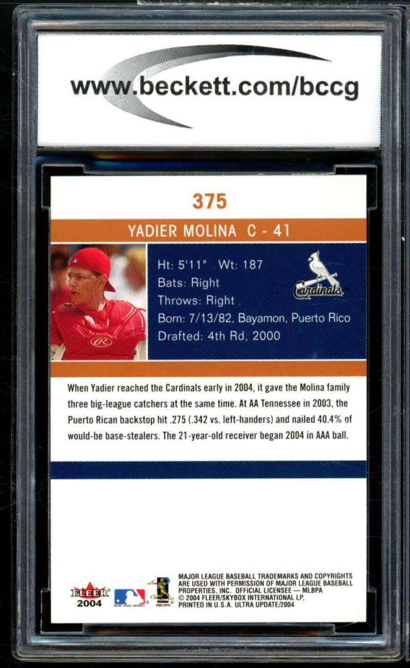 2004 Ultra #375 Yadier Molina Rookie Card BGS BCCG 10 Mint+ Image 2