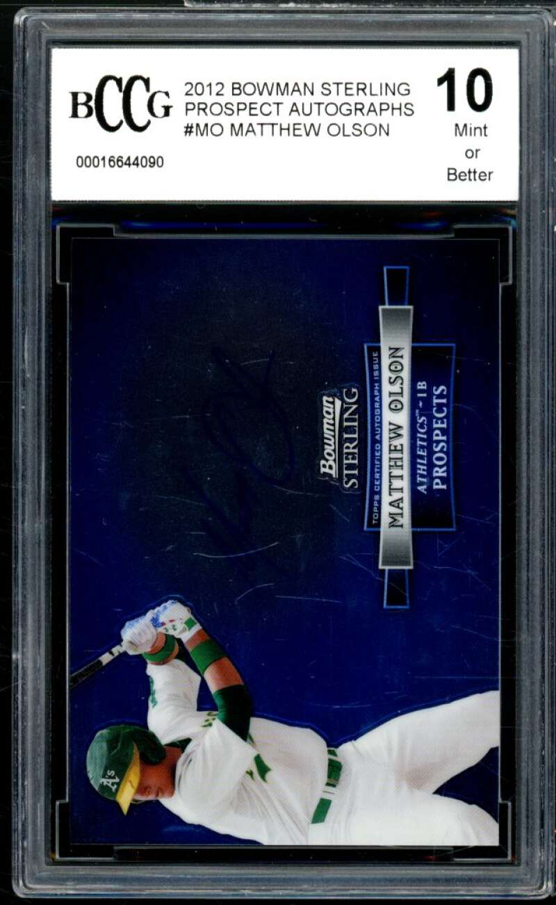 2012 Bowman Sterling Prospect Auto Rookie MO Matthew Olson BGS BCCG 10 Mint+ Image 1