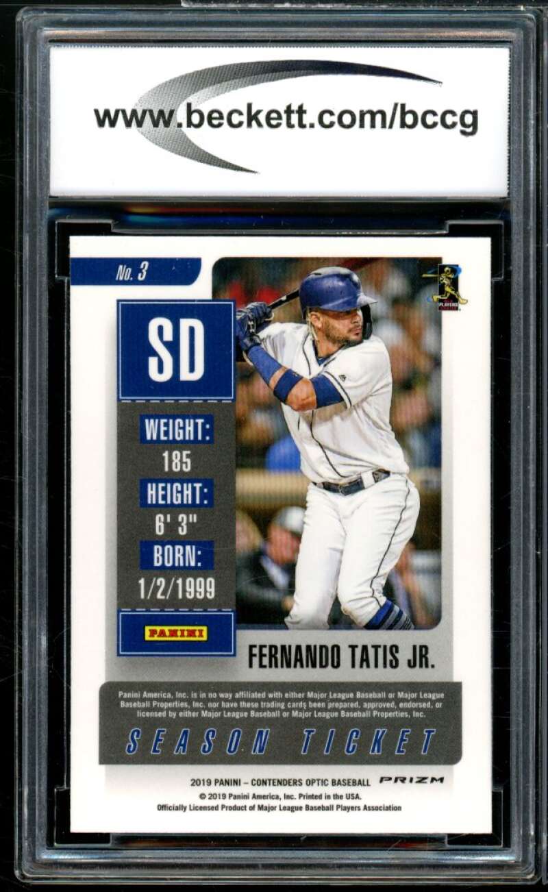 2019 Contenders Optic Holo #3 Fernando Tatis Jr Rookie Card BGS BCCG 10 Mint+ Image 2