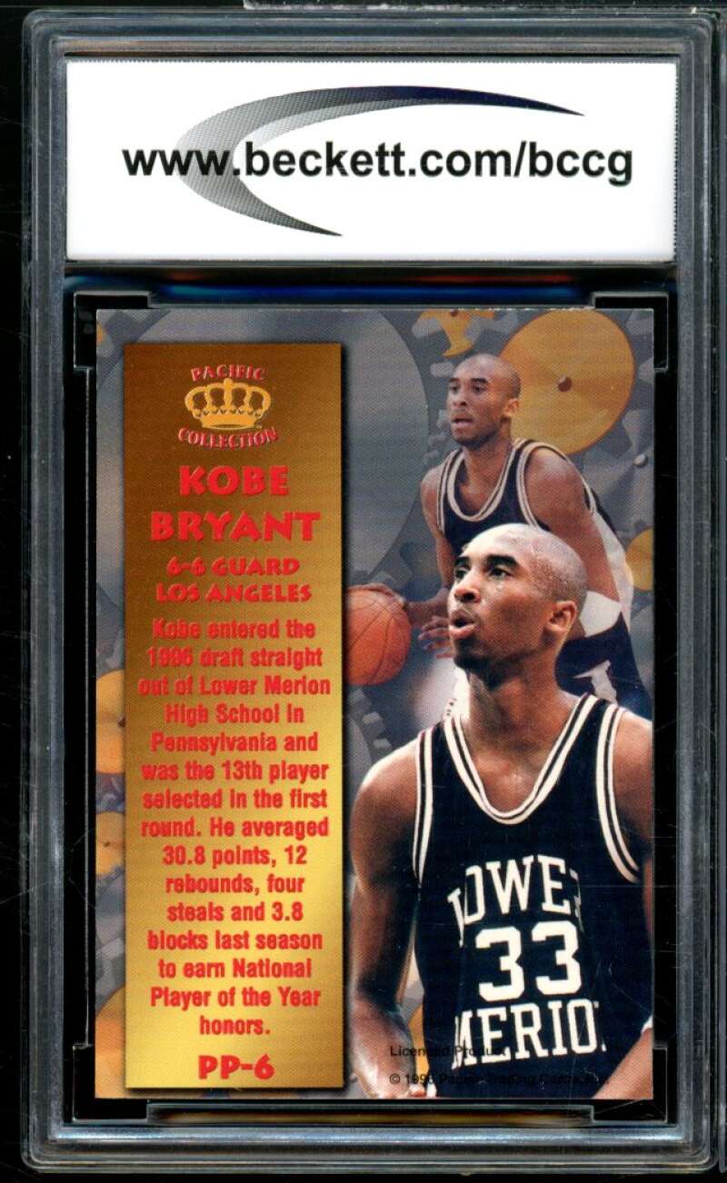 1996 Pacific Power Roundball #RR-6 Kobe Bryant Rookie Card BGS BCCG 9 Near Mint+ Image 2