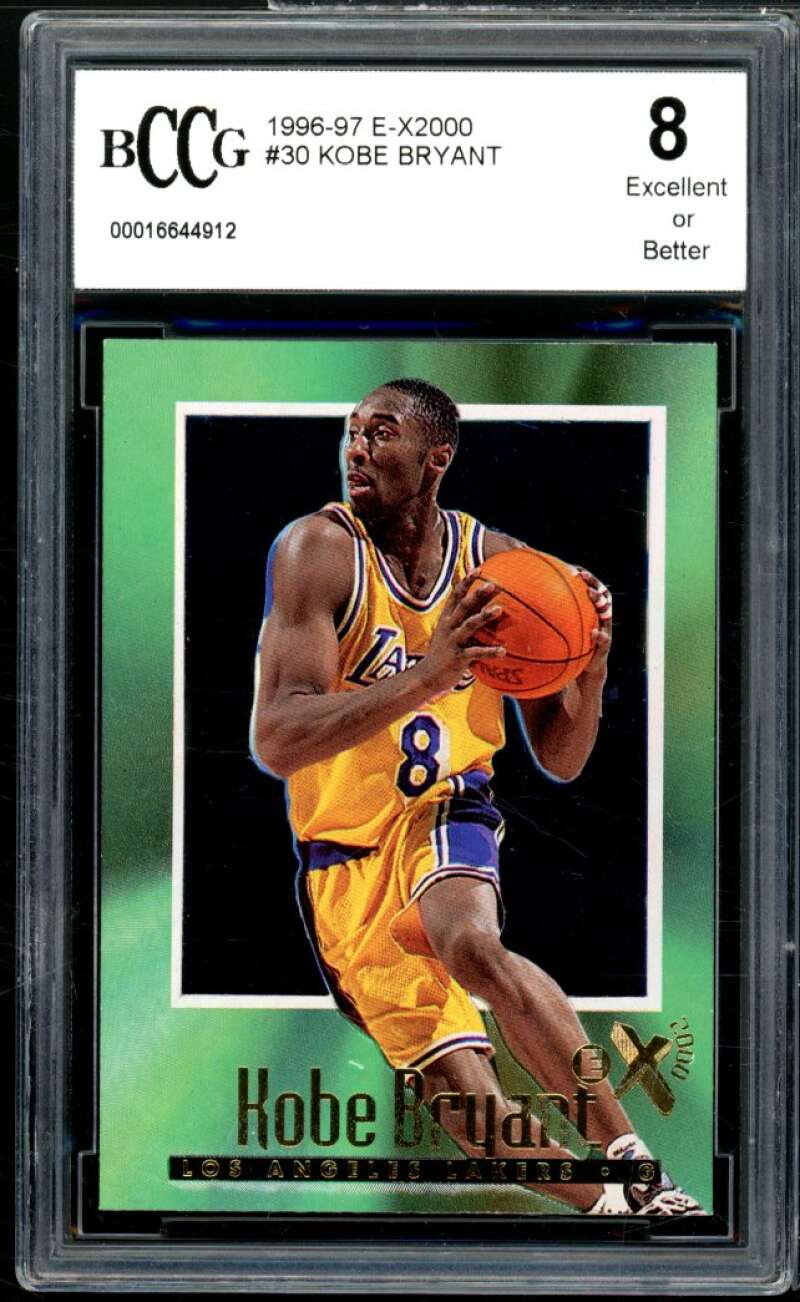 1996-97 E-X2000 #30 Kobe Bryant Rookie Card BGS BCCG 8 Excellent+ Image 1