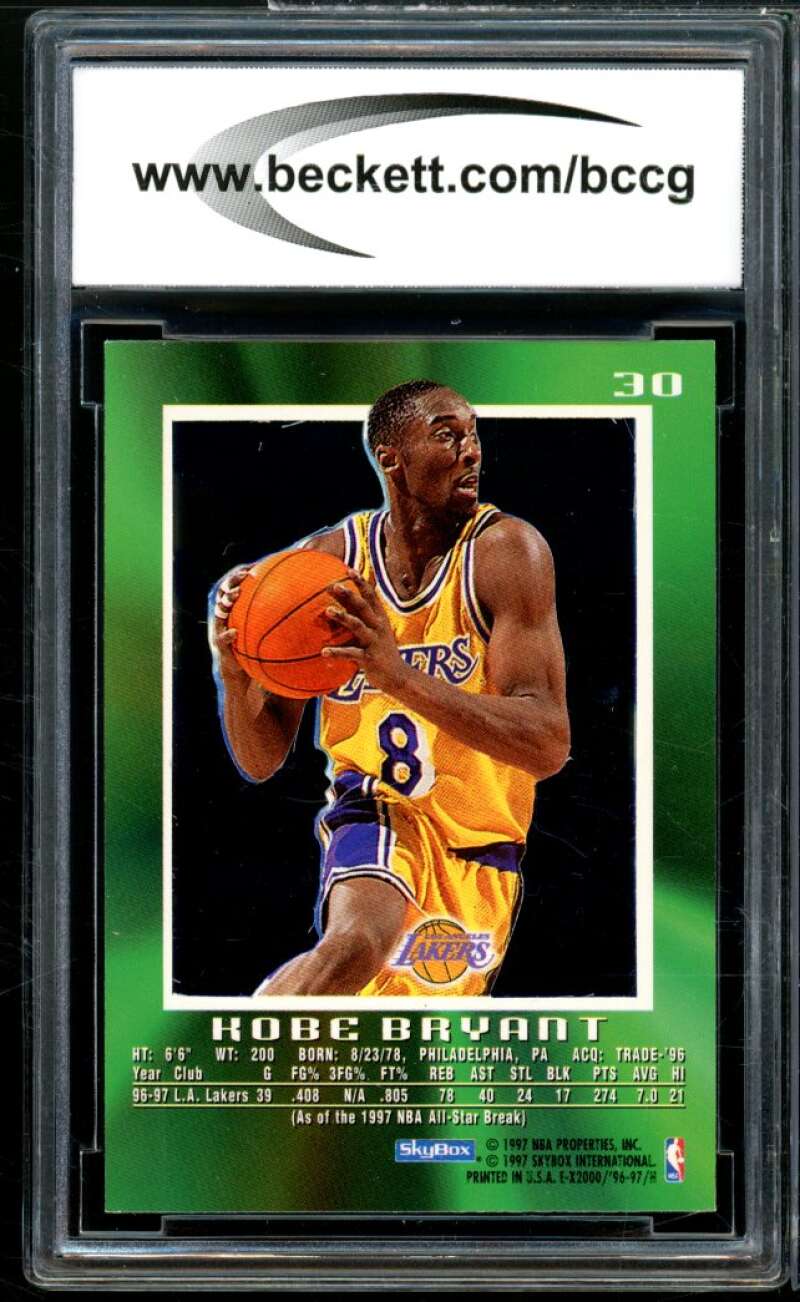 1996-97 E-X2000 #30 Kobe Bryant Rookie Card BGS BCCG 8 Excellent+ Image 2