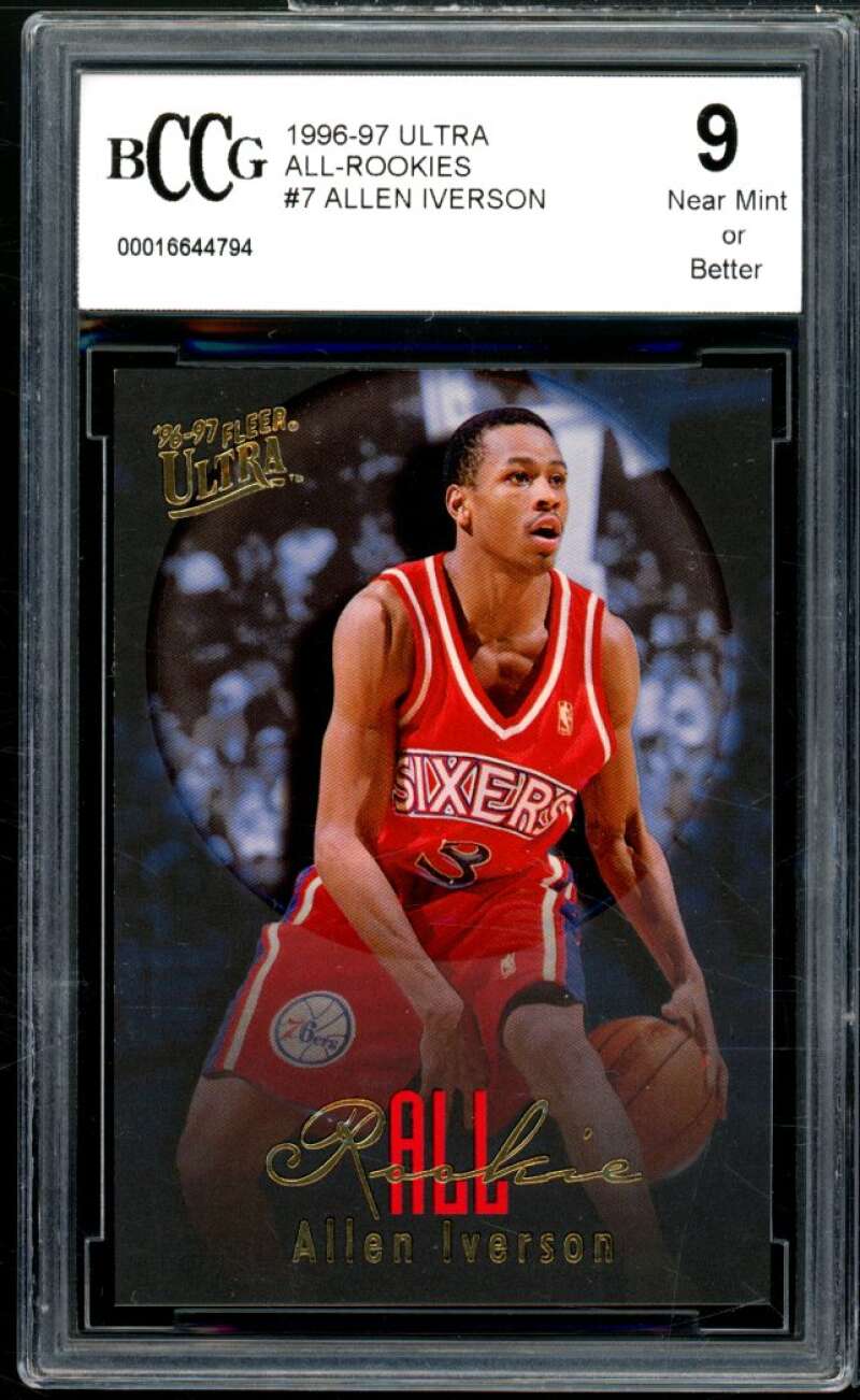 1996-97 Ultra All-Rookies #7 Allen Iverson Rookie Card BGS BCCG 9 Near Mint+ Image 1