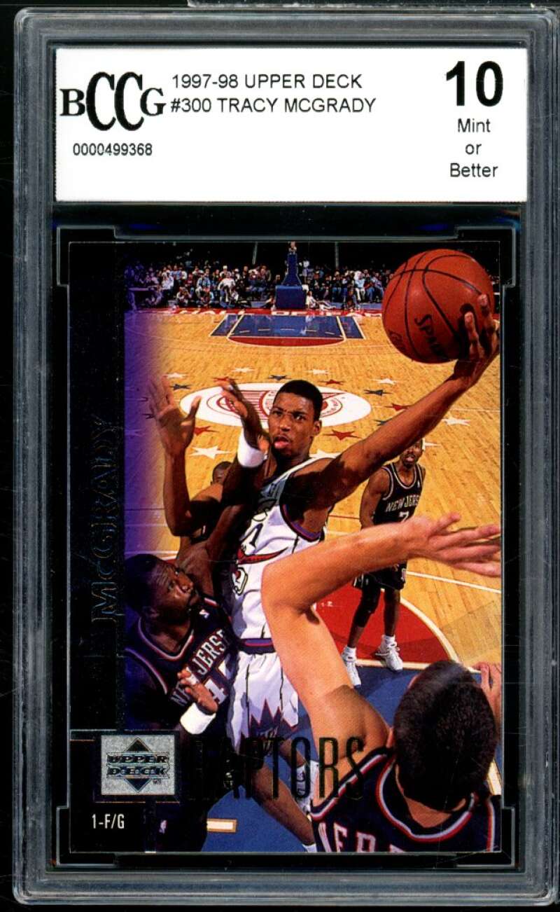 1997-98 Upper Deck #300 Tracy McGrady Rookie Card BGS BCCG 10 Mint+ Image 1