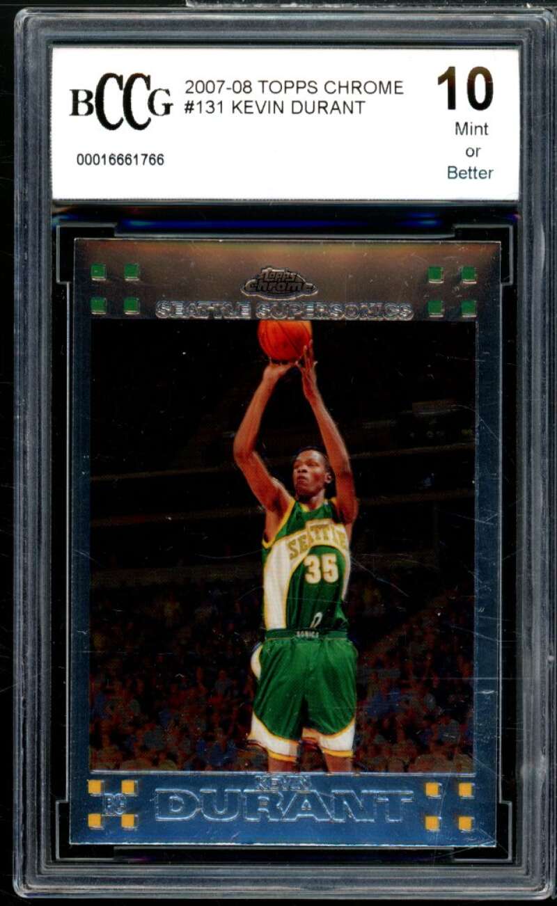 2007-08 Topps Chrome #131 Kevin Durant Rookie Card BGS BCCG 10 Mint+ Image 1