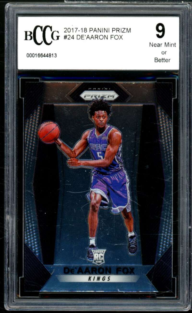 2017-18 Panini Prizm #24 De'Aaron Fox Rookie Card BGS BCCG 9 Near Mint+ Image 1