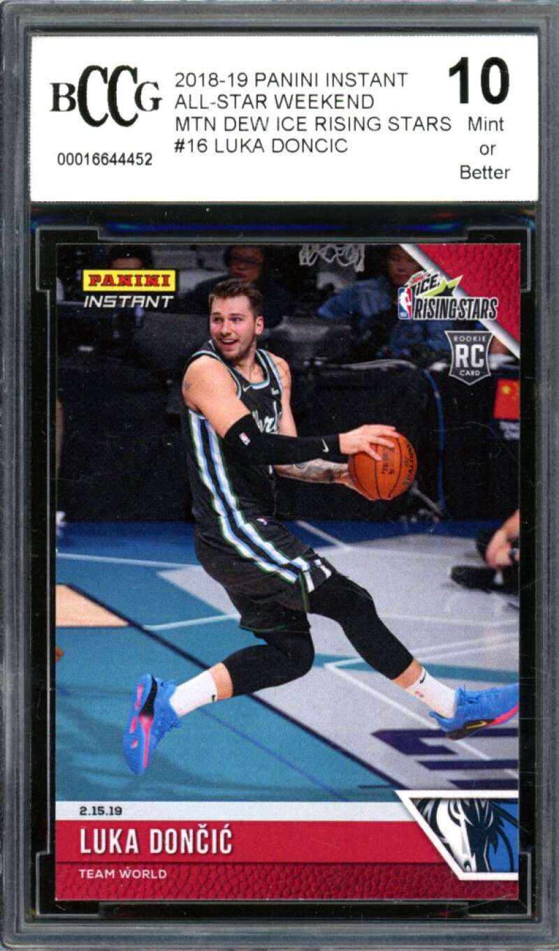 2018-19 Panini Instant Rising Stars #16 Luka Doncic Rookie Card BGS BCCG 10 Mint Image 1