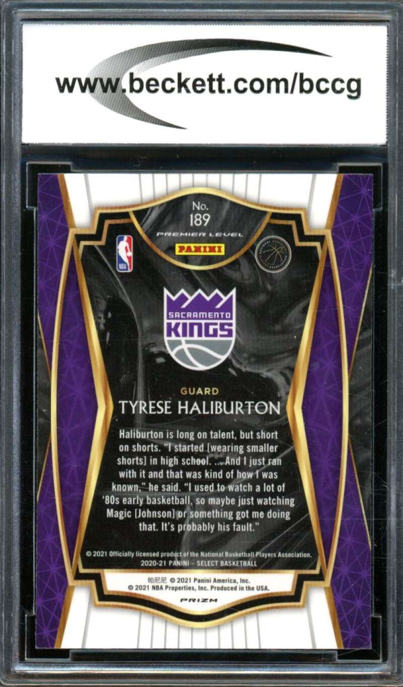 2020-21 Select Prizms Red White Orange Shimmer #189 Tyrese Haliburton BGS BCCG 9 Image 2