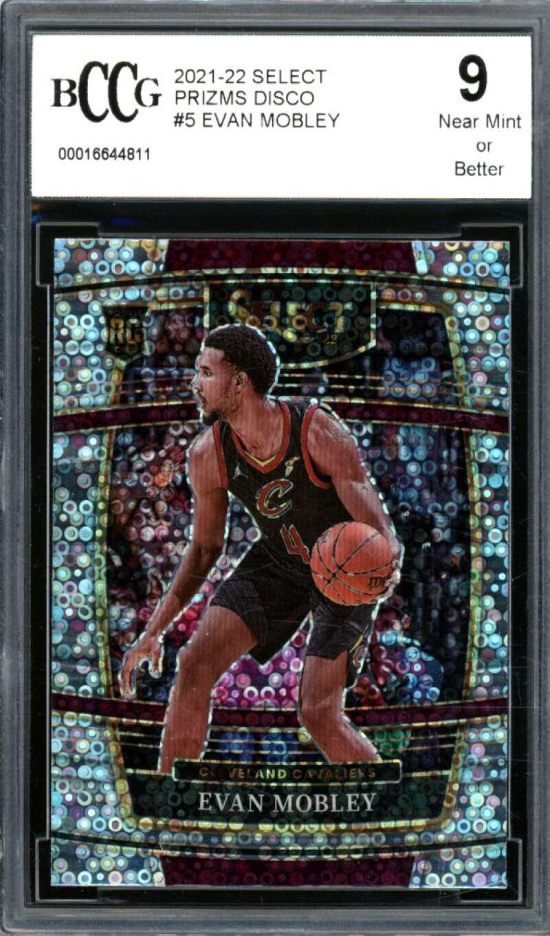 2021-22 Select Prizms Disco #5 Evan Mobley Rookie Card BGS BCCG 9 Near Mint+ Image 1