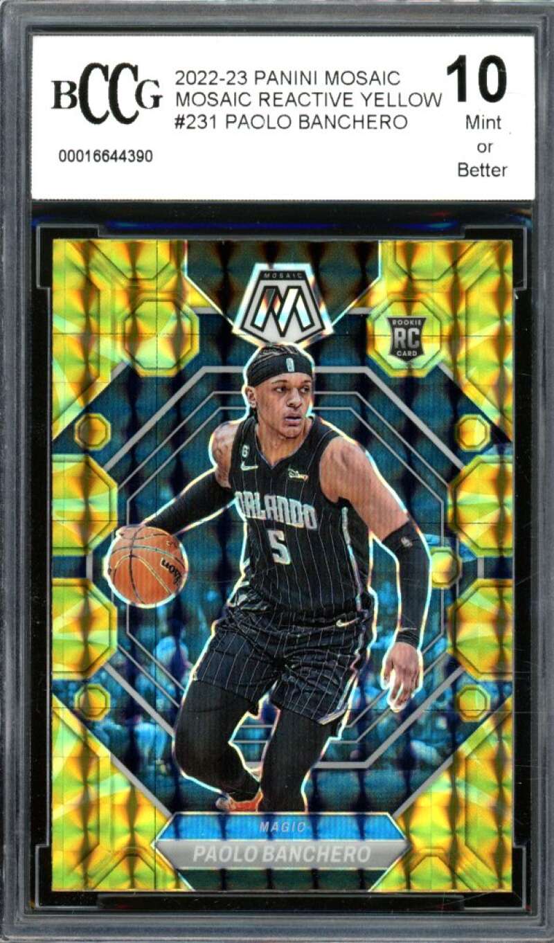 2022-23 Panini Mosaic Reactive Yellow #231 Paolo Banchero Rookie BGS BCCG 10 Image 1