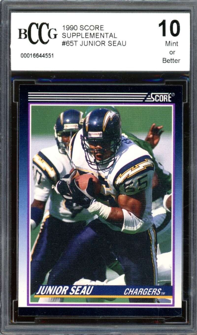 1990 Score Supplemental #65T Junior Seau Rookie Card BGS BCCG 10 Mint+ Image 1