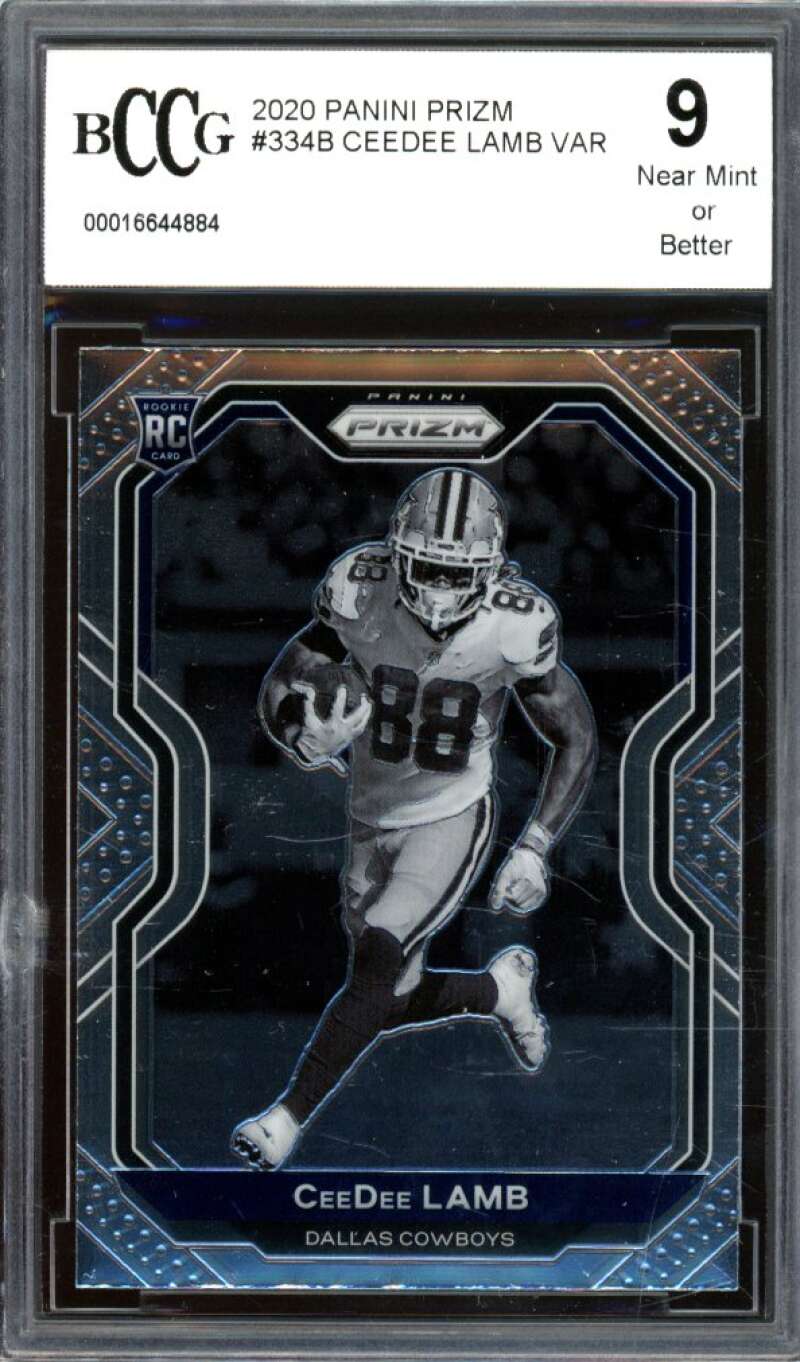 2020 Panini Prizm #334B CeeDee Lamb Variation Rookie Card BGS BCCG 9 Near Mint+ Image 1
