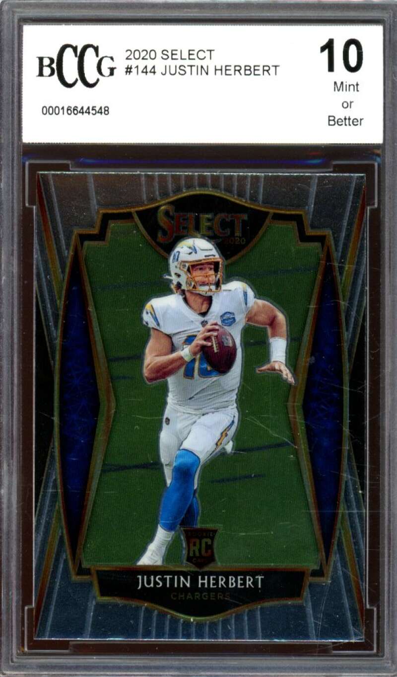 2020 Select #144 Justin Herbert Rookie Card BGS BCCG 10 Mint+ Image 1